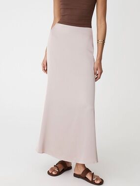 Forcast Leigh Satin Maxi Skirt - Light Taupe